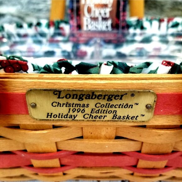 Longaberger 1996 Holiday Cheer Christmas Collection Basket Combo 3 Liners Holly - Picture 4 of 9